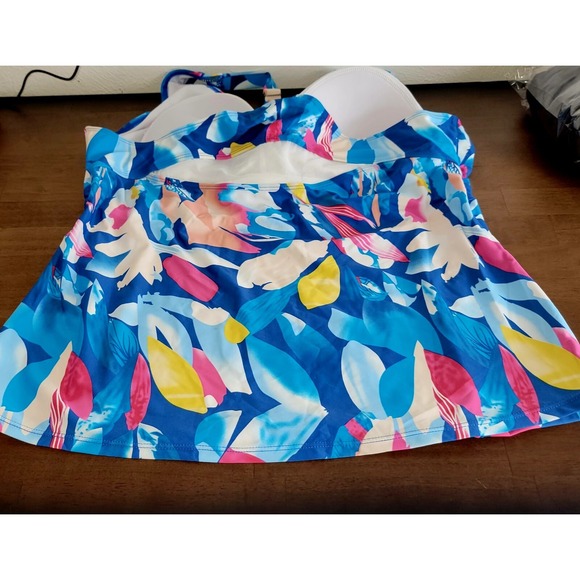 NWOT Women Blue‎ Multi-Color Tankini Top XXL - Picture 5 of 9